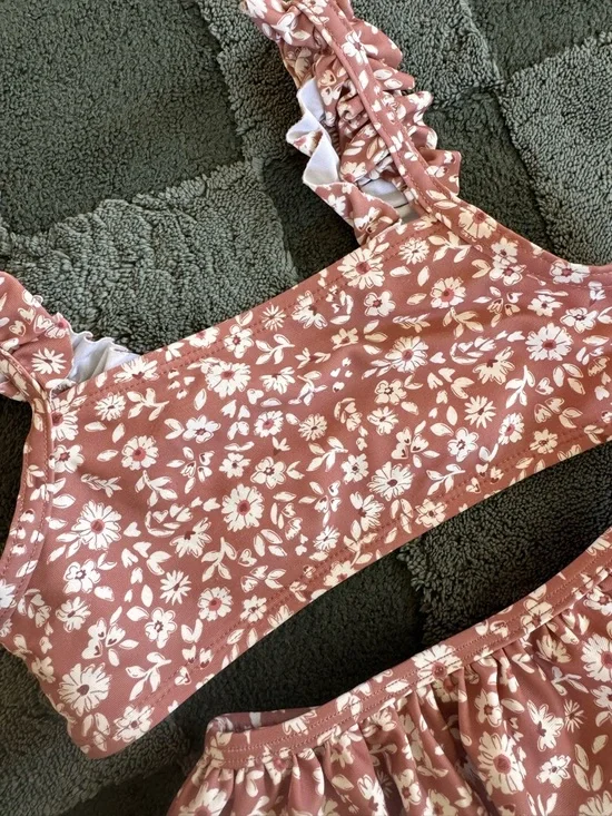 Rust Floral Ruffle Two-Piece Bikini - Picture 3 of 6